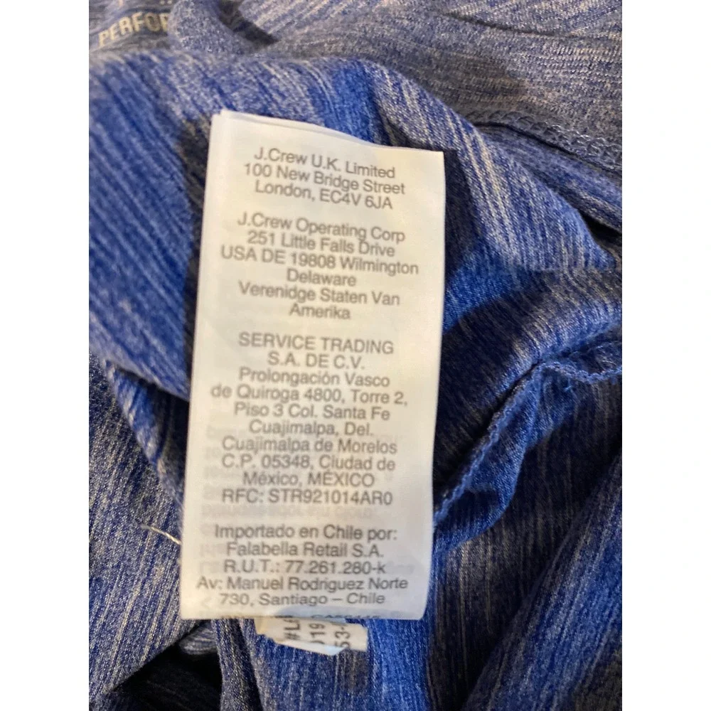 J.Crew Performance Polo Mens Large Blue Heathered Space Dye Short Sleeve 0151